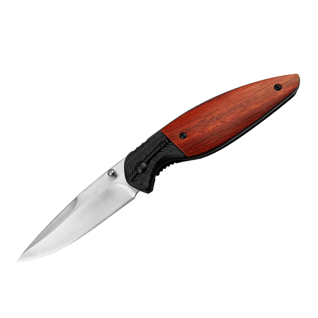 Couteau pliant EDC l&eacute;ger avec manche en bois