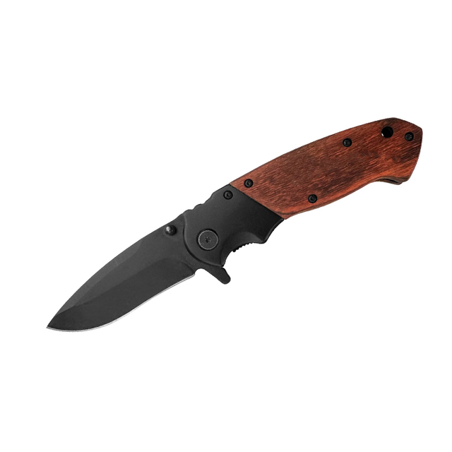 Zložljiv nož Pakka z lesenim ročajem s črnim premazom