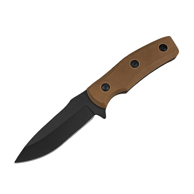 Brun G10 handtag liten EDC kniv med fast blad