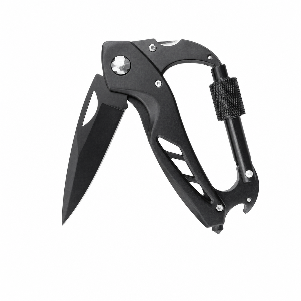 Dao carabiner đa chức năng Svega GK035 - Th&acirc;n nh&ocirc;m nhẹ, Lưỡi gấp bằng th&eacute;p kh&ocirc;ng gỉ, Carabiner kh&oacute;a v&iacute;t với dụng cụ mở chai để đi bộ đường d&agrave;i & EDC